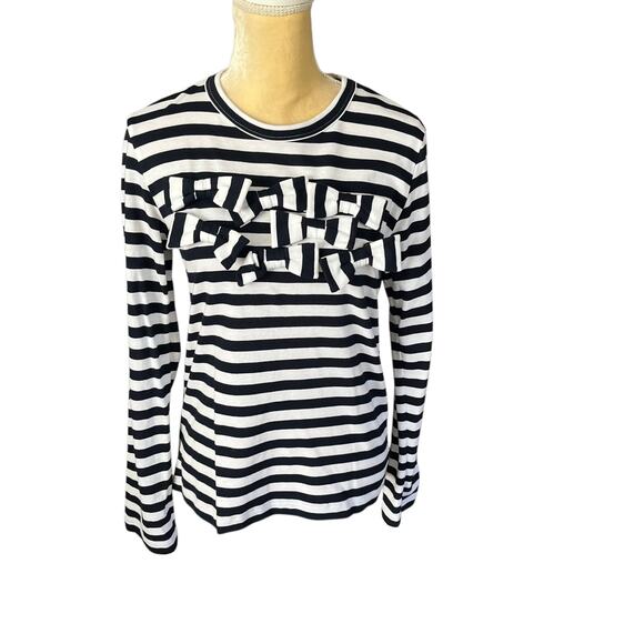 Comme des Garcons SHIRT Size Medium Striped Navy Bow on Front France - Picture 1 of 8